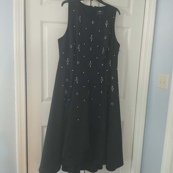 Jason Wu X Eloquii Black Crepe  Embellished Fit & Flare Dress 18 - Picture 8 of 13